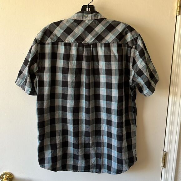 Hurley Short Sleeve Button Down Shirt Size Medium GUC Black/gray - Picture 2 of 6